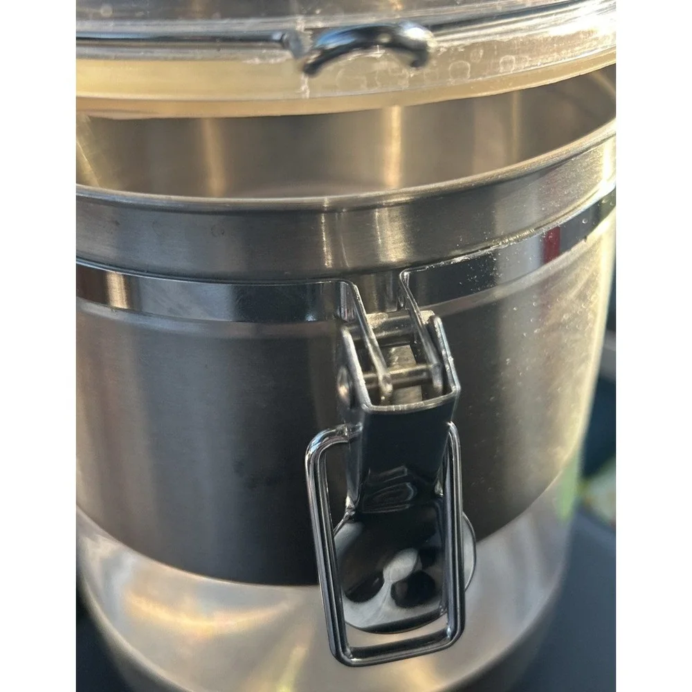 3 Crate & Barrel Stainless Steel Clip Airtight Canister‎ 2- 48 Oz 1-32 Oz Size